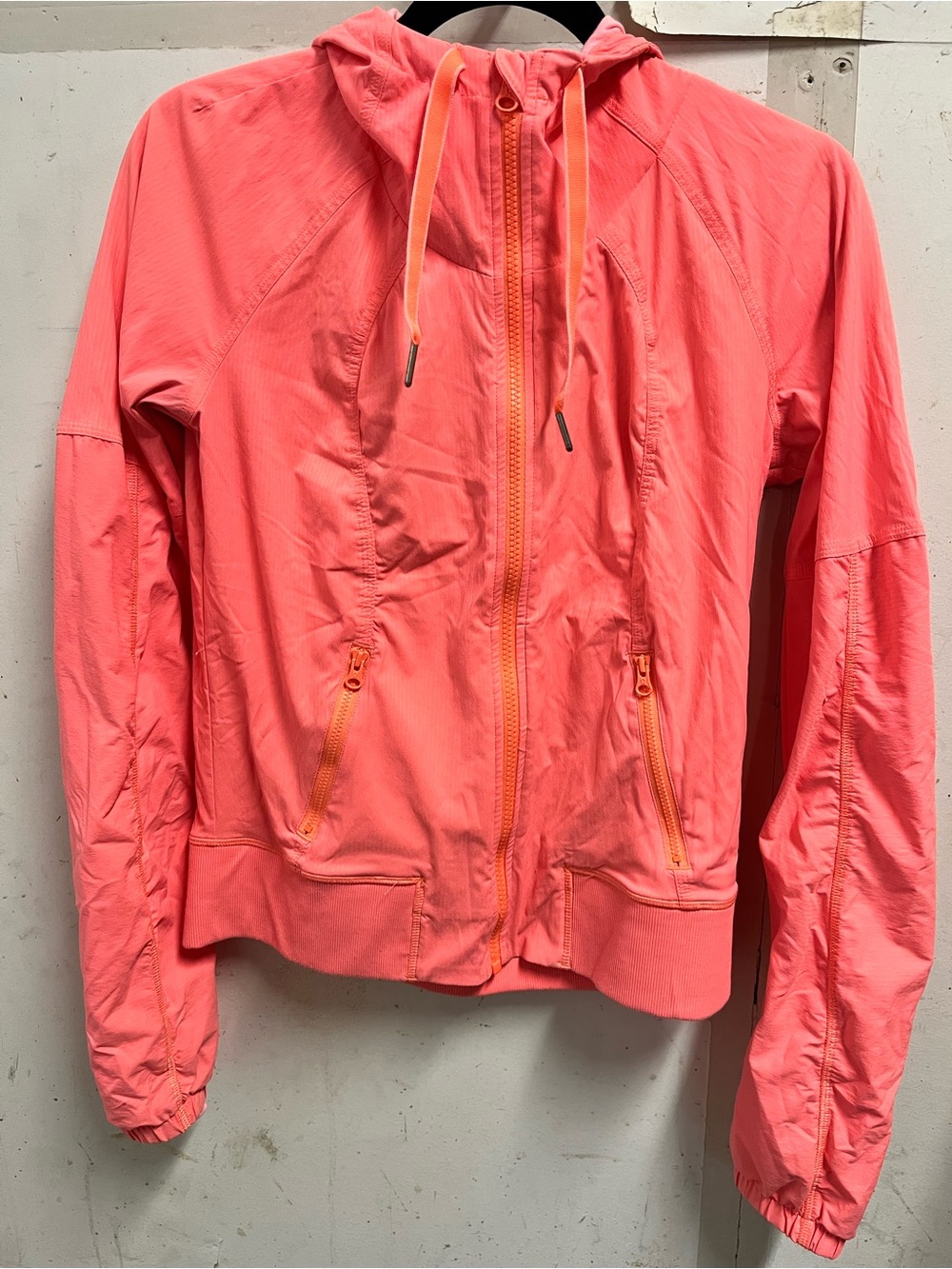 lululemon athletica Coral Pink Hooded Zip Bomber Jacket
